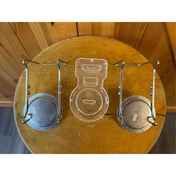 Vintage Metal Tea Saucer Holders (2) Floral Pattern Made in Taiwan, (1) Plastic - Picture 4 of 4